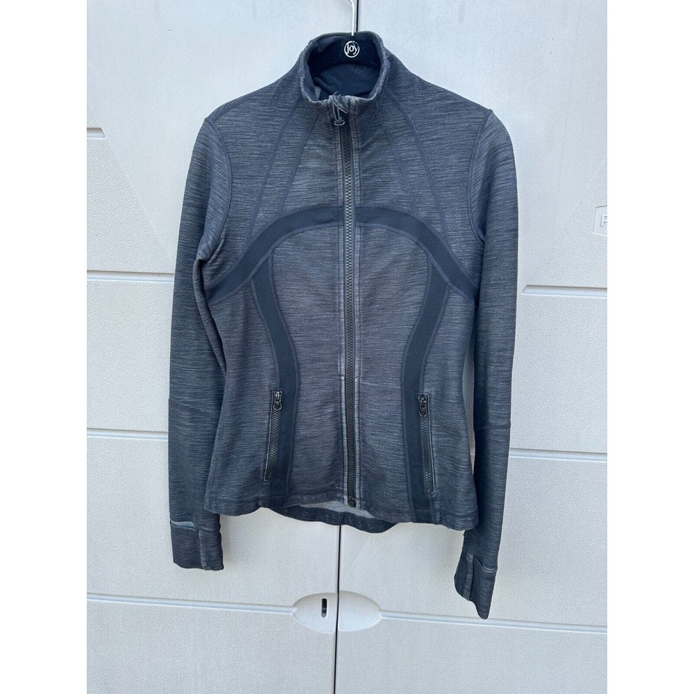 Lululemon Define Jacket Thumbhole Athletic Heathered Black Full Zip Size 6